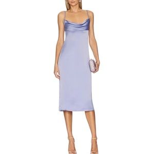 NWT WEWOREWHAT Cowl Satin Charmeuse MIDI Dress